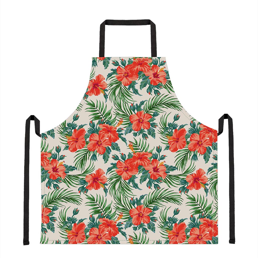 Tropical Hibiscus Blossom Pattern Print Apron