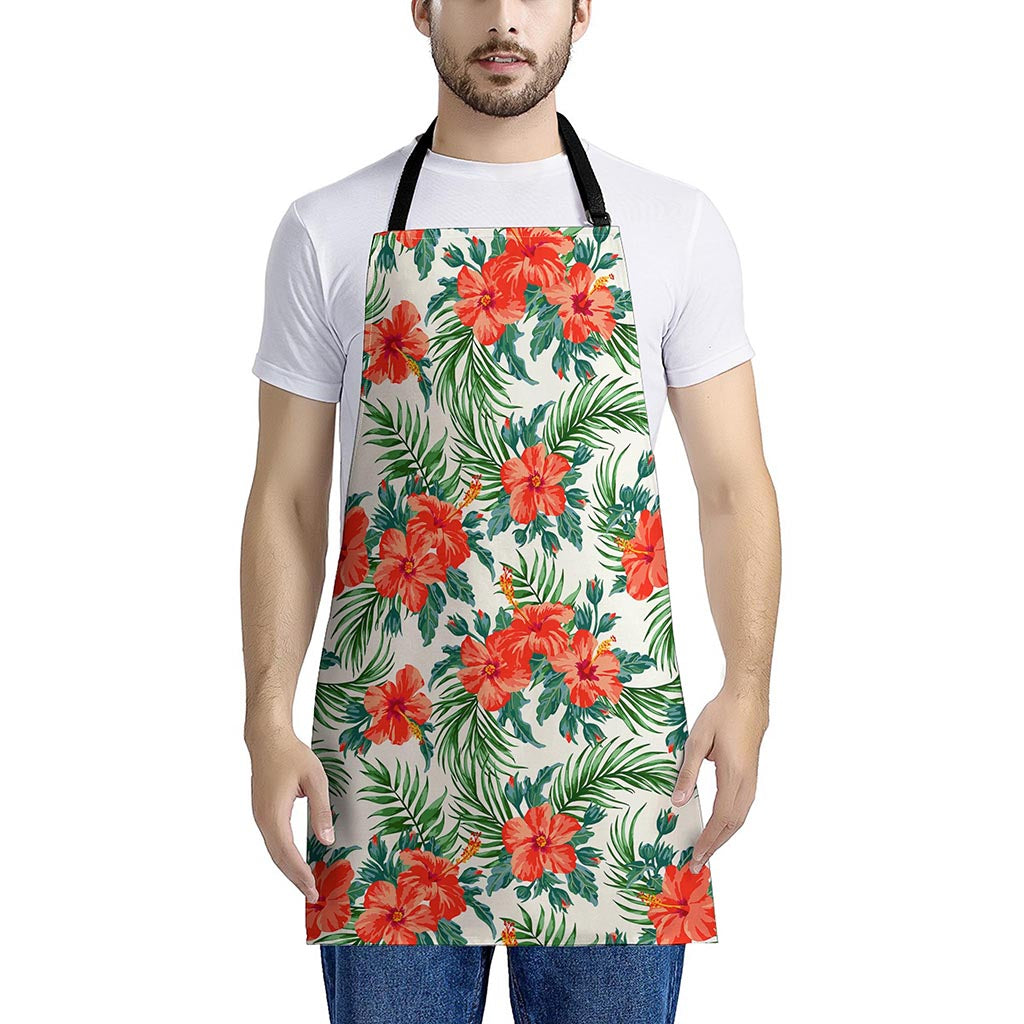 Tropical Hibiscus Blossom Pattern Print Apron