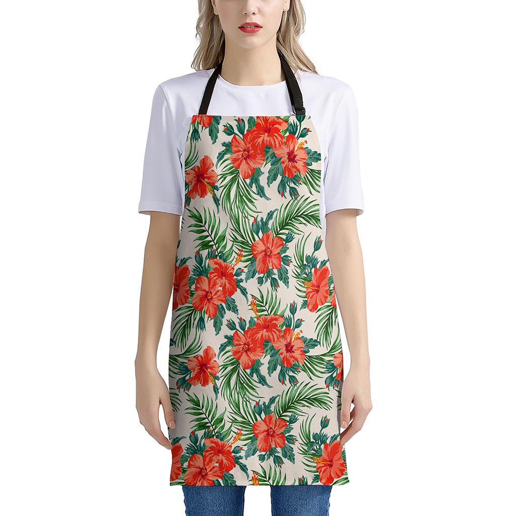 Tropical Hibiscus Blossom Pattern Print Apron