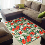 Tropical Hibiscus Blossom Pattern Print Area Rug GearFrost