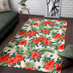Tropical Hibiscus Blossom Pattern Print Area Rug GearFrost