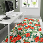 Tropical Hibiscus Blossom Pattern Print Area Rug GearFrost