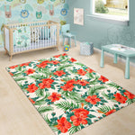Tropical Hibiscus Blossom Pattern Print Area Rug GearFrost