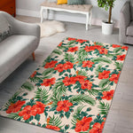 Tropical Hibiscus Blossom Pattern Print Area Rug GearFrost