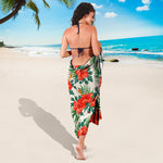 Tropical Hibiscus Blossom Pattern Print Beach Sarong Wrap