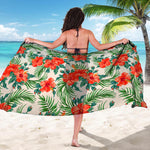 Tropical Hibiscus Blossom Pattern Print Beach Sarong Wrap
