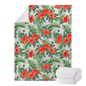 Tropical Hibiscus Blossom Pattern Print Blanket