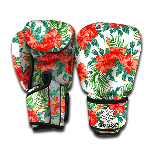 Tropical Hibiscus Blossom Pattern Print Boxing Gloves