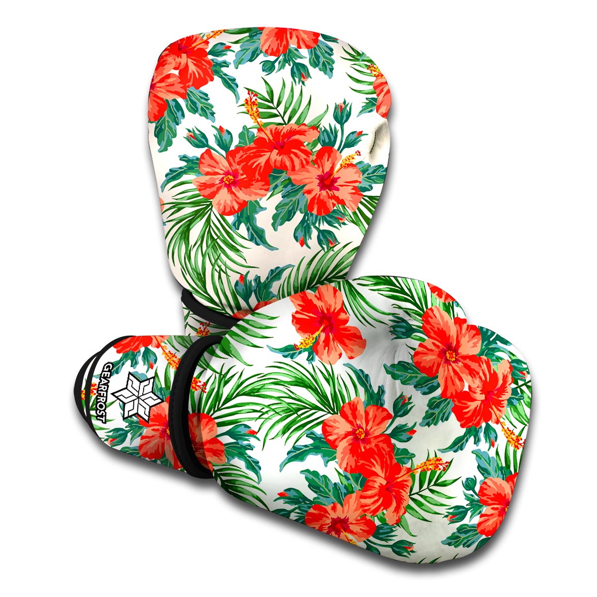 Tropical Hibiscus Blossom Pattern Print Boxing Gloves
