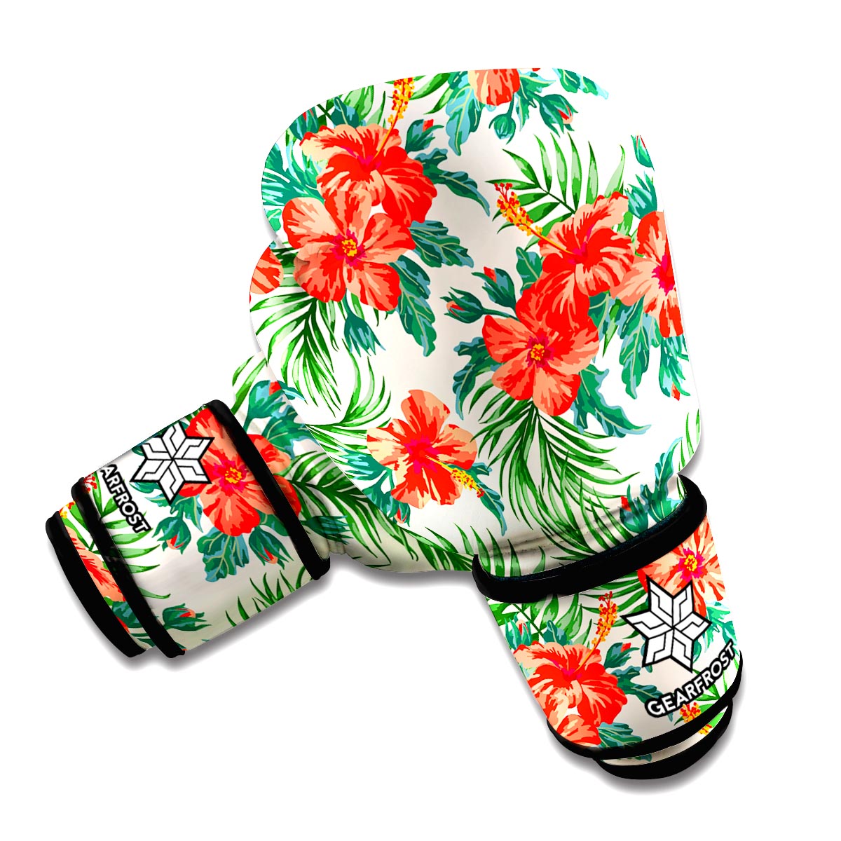 Tropical Hibiscus Blossom Pattern Print Boxing Gloves