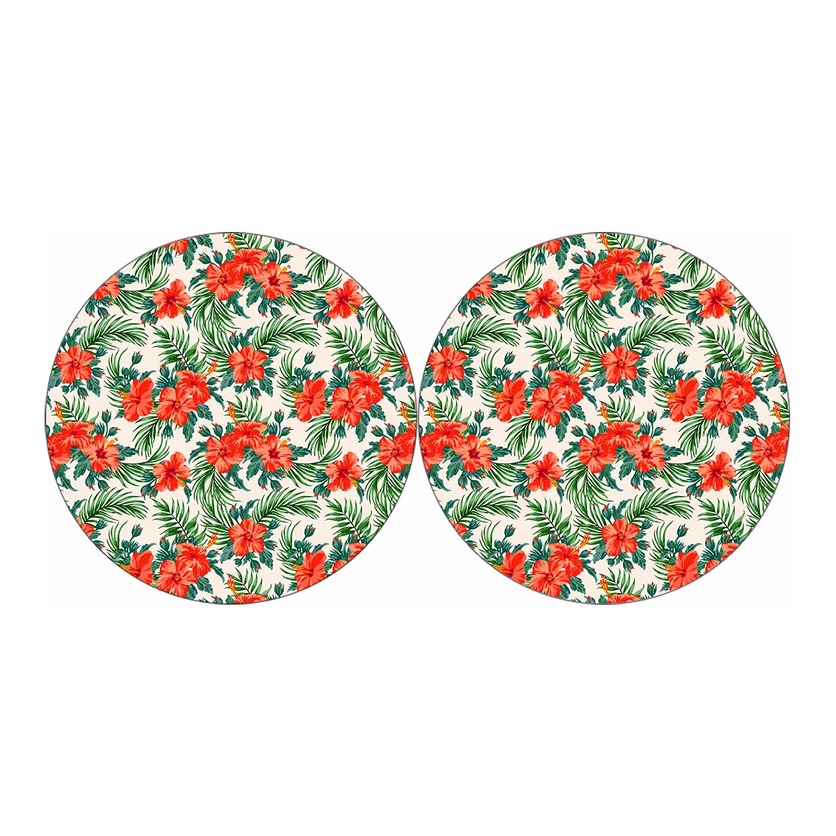 Tropical Hibiscus Blossom Pattern Print Car Coasters