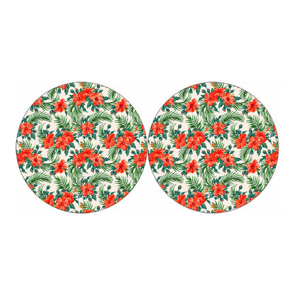 Tropical Hibiscus Blossom Pattern Print Car Coasters