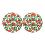 Tropical Hibiscus Blossom Pattern Print Car Coasters