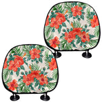 Tropical Hibiscus Blossom Pattern Print Car Headrest Covers