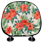 Tropical Hibiscus Blossom Pattern Print Car Headrest Covers