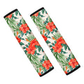 Tropical Hibiscus Blossom Pattern Print Car Seat Belt Covers