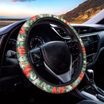 Tropical Hibiscus Blossom Pattern Print Car Steering Wheel Cover