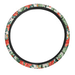 Tropical Hibiscus Blossom Pattern Print Car Steering Wheel Cover