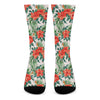 Tropical Hibiscus Blossom Pattern Print Crew Socks