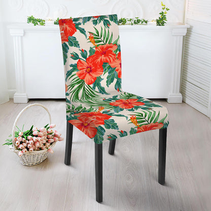 Tropical Hibiscus Blossom Pattern Print Dining Chair Slipcover