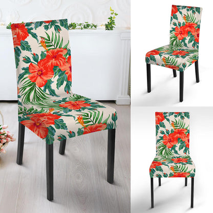 Tropical Hibiscus Blossom Pattern Print Dining Chair Slipcover