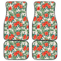 Tropical Hibiscus Blossom Pattern Print Front and Back Car Floor Mats