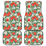 Tropical Hibiscus Blossom Pattern Print Front and Back Car Floor Mats