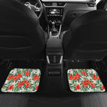 Tropical Hibiscus Blossom Pattern Print Front and Back Car Floor Mats