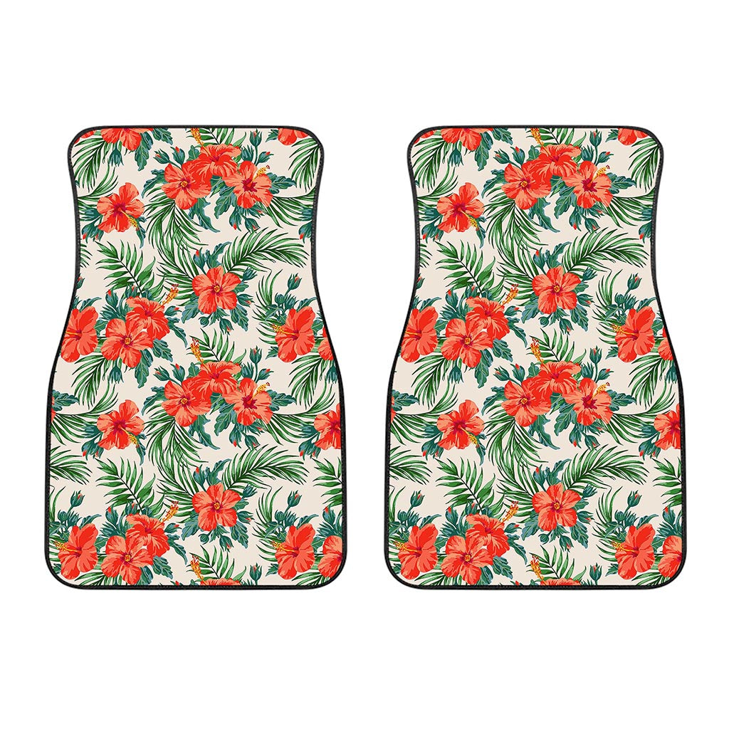 Tropical Hibiscus Blossom Pattern Print Front Car Floor Mats