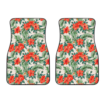 Tropical Hibiscus Blossom Pattern Print Front Car Floor Mats