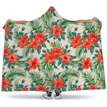 Tropical Hibiscus Blossom Pattern Print Hooded Blanket