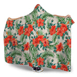 Tropical Hibiscus Blossom Pattern Print Hooded Blanket
