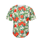 Tropical Hibiscus Blossom Pattern Print Men's Baseball Jersey