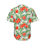 Tropical Hibiscus Blossom Pattern Print Men's Baseball Jersey