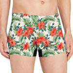 Tropical Hibiscus Blossom Pattern Print Men's Boxer Briefs