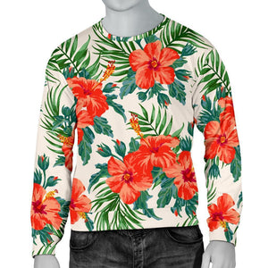 Tropical Hibiscus Blossom Pattern Print Men's Crewneck Sweatshirt GearFrost