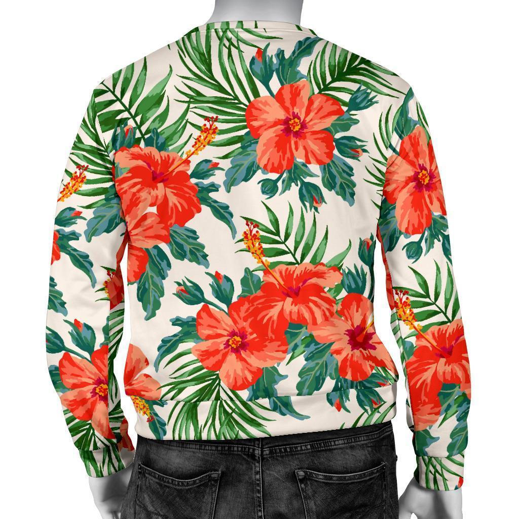 Tropical Hibiscus Blossom Pattern Print Men's Crewneck Sweatshirt GearFrost