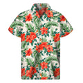 Tropical Hibiscus Blossom Pattern Print Men's Short Sleeve Shirt