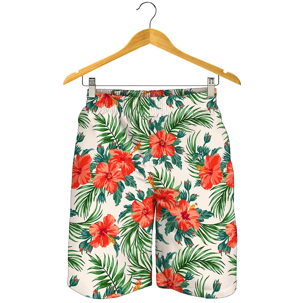 Tropical Hibiscus Blossom Pattern Print Men's Shorts