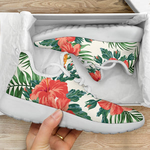 Tropical Hibiscus Blossom Pattern Print Mesh Knit Shoes GearFrost