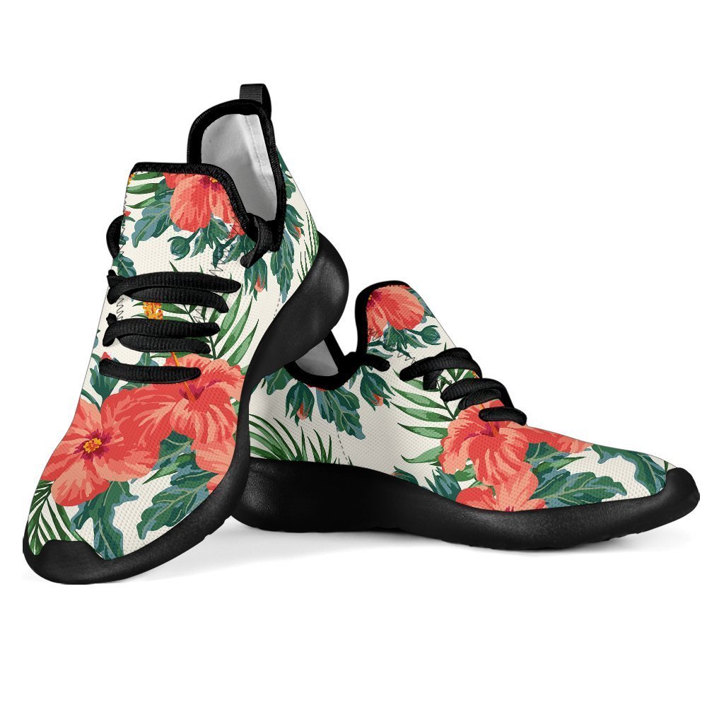 Tropical Hibiscus Blossom Pattern Print Mesh Knit Shoes GearFrost