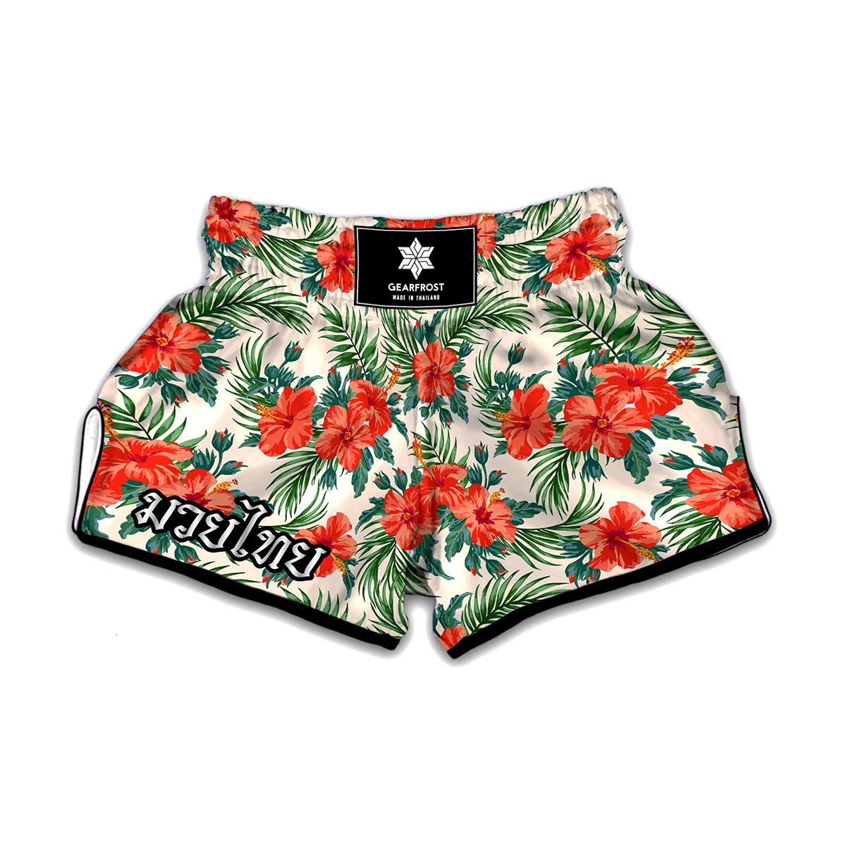 Tropical Hibiscus Blossom Pattern Print Muay Thai Boxing Shorts