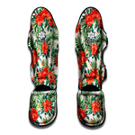 Tropical Hibiscus Blossom Pattern Print Muay Thai Shin Guard