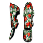Tropical Hibiscus Blossom Pattern Print Muay Thai Shin Guard