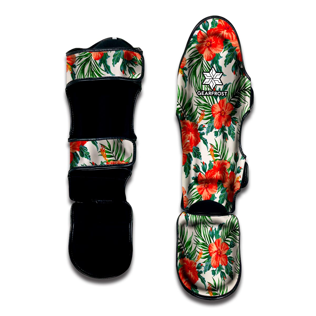 Tropical Hibiscus Blossom Pattern Print Muay Thai Shin Guard