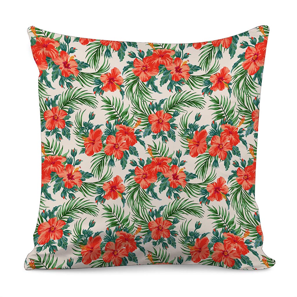 Tropical Hibiscus Blossom Pattern Print Pillow Cover