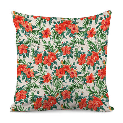 Tropical Hibiscus Blossom Pattern Print Pillow Cover