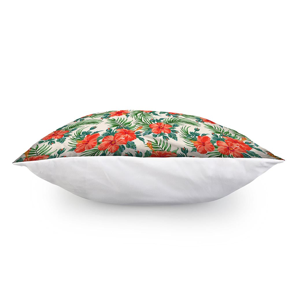 Tropical Hibiscus Blossom Pattern Print Pillow Cover