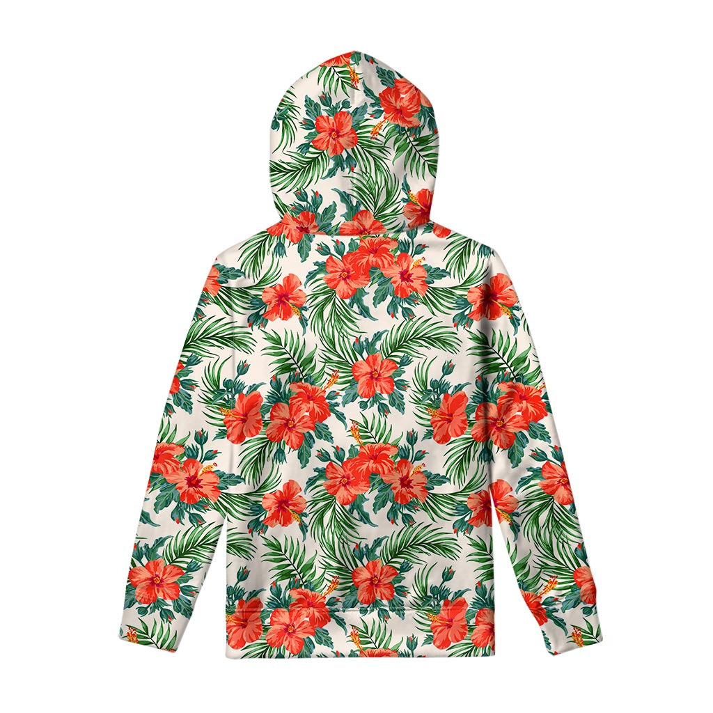 Tropical Hibiscus Blossom Pattern Print Pullover Hoodie