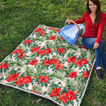 Tropical Hibiscus Blossom Pattern Print Quilt